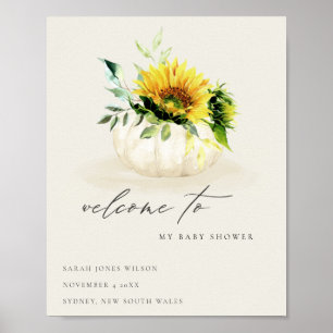 Niedliche Sonnenblume Pumpkin Floral Baby Dusche W Poster
