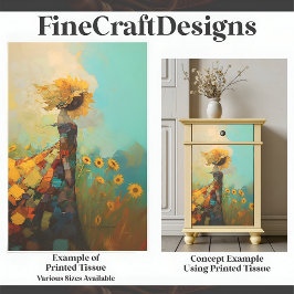 Niedliche Sonnenblume Weibchen mit Sonnenblumen C1 Seidenpapier