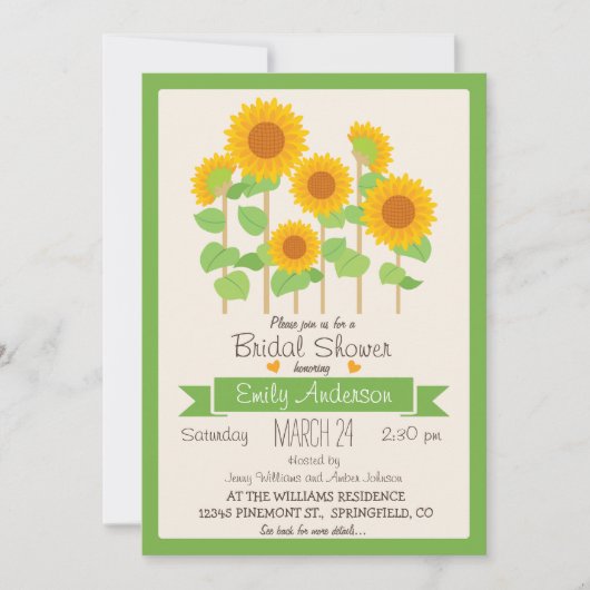Niedliche Sonnenblumen; Blumendusche einladen Einladung (Vorderseite)