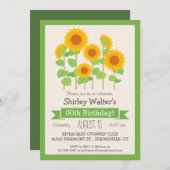 Niedliche Sonnenblumen Blütenerwachsene Geburtstag Einladung (Vorne/Hinten)