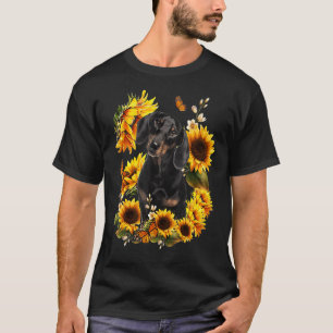 Niedliche Sonnenblumen Dackel Hund Vater Mama Vate T-Shirt