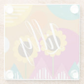 Niedliche Sonnenblumen Formen farbenfroh Glasuntersetzer (Rückseite)