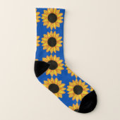 Niedliche Sonnenblumen Hellgelb Blauer Sommer Kuns Socken (Rechts - Außen)