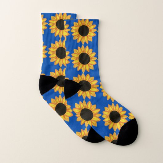 Niedliche Sonnenblumen Hellgelb Blauer Sommer Kuns Socken (Paar)
