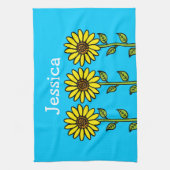 Niedliche Sonnenblumen Illustration Personalisiert Geschirrtuch (Vertikal)