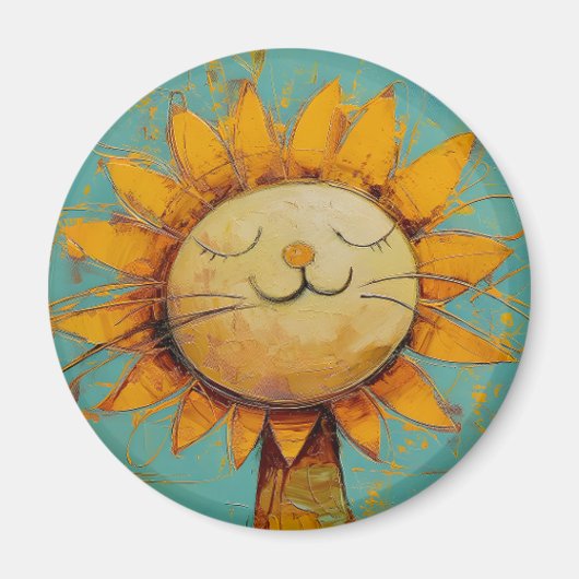 Niedliche Sonnenblumen-Katze Spaß in der Sun-Maler Magnet (Vorne)