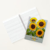 Niedliche Sonnenblumen-Monogram-Notebook Notizblock (Innenseite)