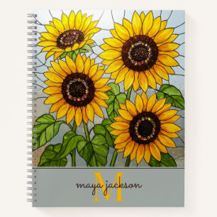 Niedliche Sonnenblumen-Monogram-Notebook Notizblock