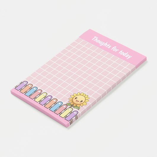 Niedliche Sonnenblumen rosa Gedanken für heute Post-it Klebezettel (angewinkelt)