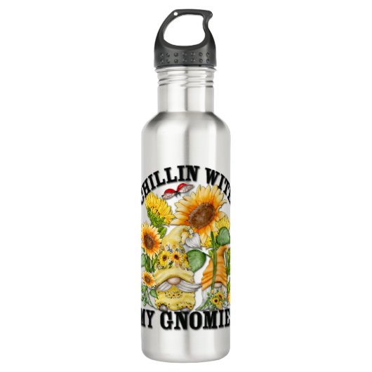 Niedliche Sonnenblumen Sommerspieße für Mama Chill Edelstahlflasche (Vorderseite)