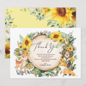 Niedliche Sonnenblumen-Waldtiere Geburtstag Vielen Dankeskarte (Vorne/Hinten)
