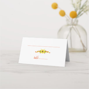 Niedliche Sonnenblumenhochzeit Platzkarte