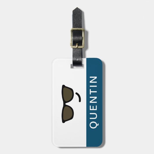 Niedliche Sonnenbrille Lächeln Gesicht Gepäckanhänger (Vorderseite vertikal)