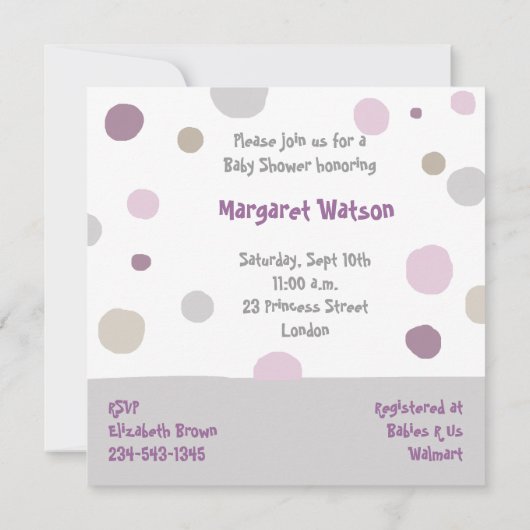 Niedliche Sonnendusche Einladung (Rückseite)