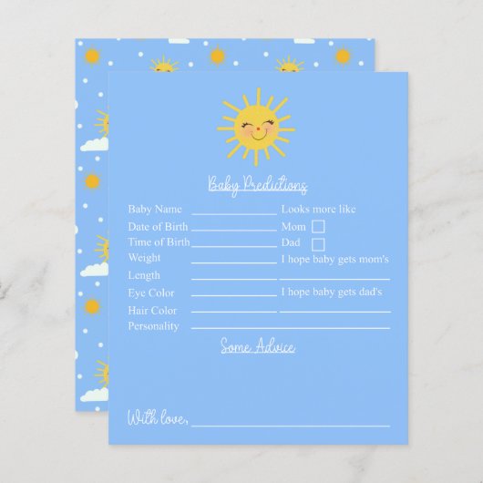 Niedliche Sonnenschein-Kinderdusche Vorhersagen un (Vorne/Hinten)