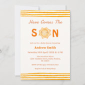 Niedliche Sonnenschein kommt hier mit der Son Baby Einladung (Vorderseite)