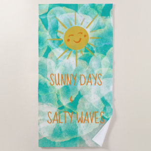 Niedliche Sonnentage & Salty Waves Strandtuch