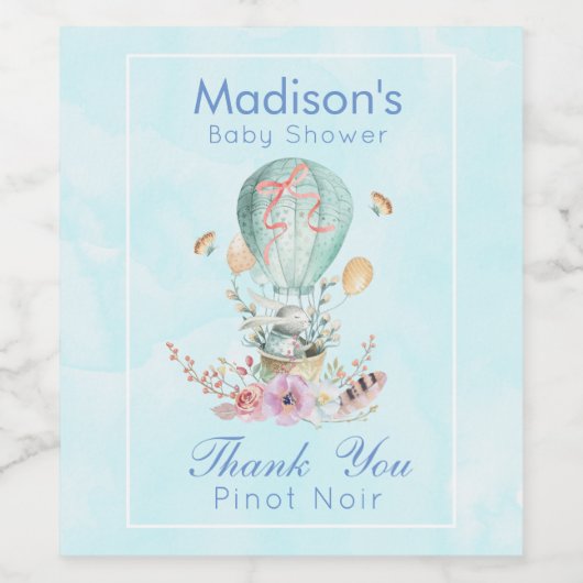 Niedliche Sonnenterrasse mit Balloon-Babydusche Weinetikett (Einzelnes Label)