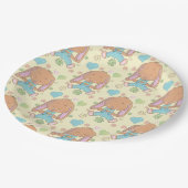 Niedliche, sonnige, gelbe Rundpapierplatte Pappteller (Schrägansicht)