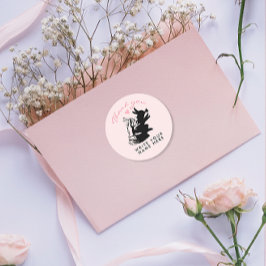 Niedliche sonnige Liebe Pastellrosa mit schwarzem  Runder Aufkleber