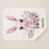 Niedliche, sonnige rosa Blume mit Ostereier Sherpadecke (Vorderseite (Horizontal))
