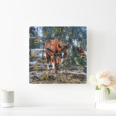 Niedliche Sorrel Mare und Branches Geschenk für Pf Quadratische Wanduhr (Zuhause)