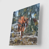 Niedliche Sorrel Mare und Branches Geschenk für Pf Quadratische Wanduhr (Winkel)