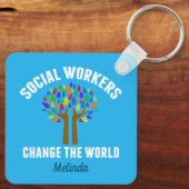 Niedliche soziale Arbeit Inspiration Zitat Monogra Schlüsselanhänger (Rückseite)