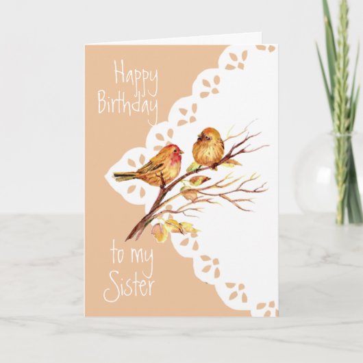 Niedliche Sparrow Birds Liebe Sister Birthday Karte (Vorderseite)