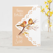 Niedliche Sparrow Birds Liebe Sister Birthday Karte (Gelbe Blume)