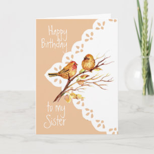 Niedliche Sparrow Birds Liebe Sister Birthday Karte
