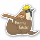 Niedliche Sparrow Chocolate Ei Happy Oaster Aufkleber (Vorderseite)