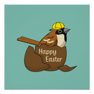 Niedliche Sparrow Chocolate Ei Happy Oaster Poster
