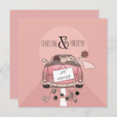 Niedliche Spaß-Typografie-"gerade verheiratete" Einladung (Vorne/Hinten)