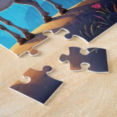 Niedliche Späthähne in der Nacht Personalisiert Puzzle (Seite)