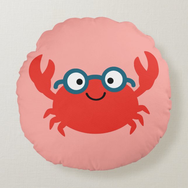 Niedliche Specky Crab Illustration Rundes Kissen (Vorderseite)