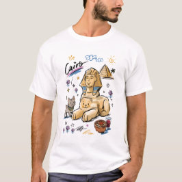 Niedliche Sphinx Kairo Ägypten Doodle-Kunst T-Shirt
