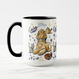 Niedliche Sphinx Kairo Ägypten Doodle-Kunst Tasse