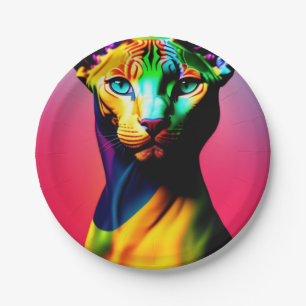 Niedliche Sphynx Cat Farbenfrohe Kunst Pappteller