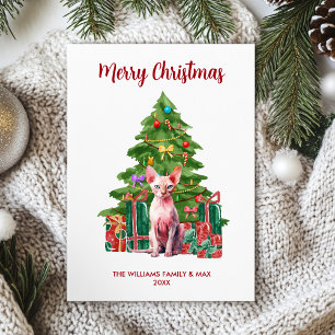 Niedliche Sphynx Cat Weihnachtskarte Feiertagskarte