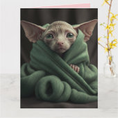 NIEDLICHE SPHYNX HAIRLESS CAT BIG VALENTINE DAYCAR KARTE (Gelbe Blume)