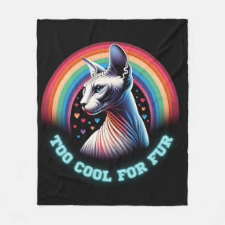 Niedliche Sphynx Katze zu Cool für Fur Funny Funny Fleecedecke