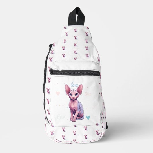 Niedliche Sphynx-Katzen-Liebe Hört zurück in die S Crossbody Bag (Vorderseite)