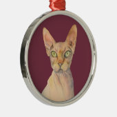 Niedliche Sphynx Katzewatercolor-Illustration Silbernes Ornament (Rechts)