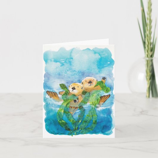 Niedliche, spielerische Otters BLANK Grußkarte Dankeskarte (Vorderseite)