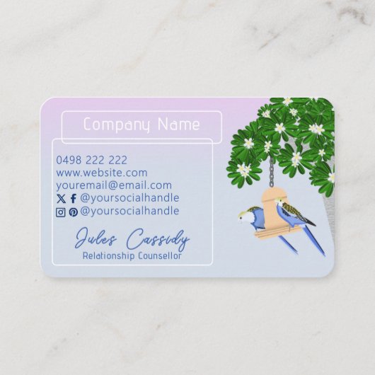 Niedliche, spielerische Papageien-Rahmenberater Visitenkarte (Rückseite)