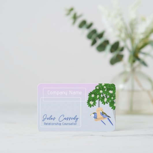 Niedliche, spielerische Papageien-Rahmenberater Visitenkarte (Stehend Vorderseite)