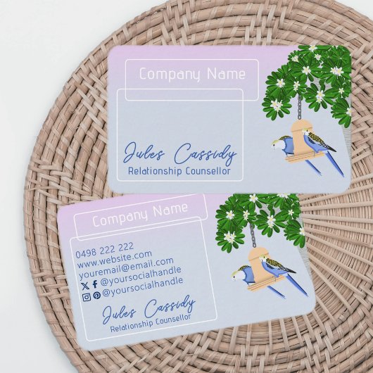 Niedliche, spielerische Papageien-Rahmenberater Visitenkarte