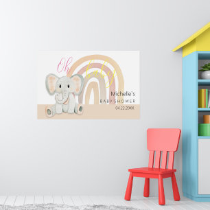 Niedliche SPink Baby Elephant Watercolor Illustrat Poster