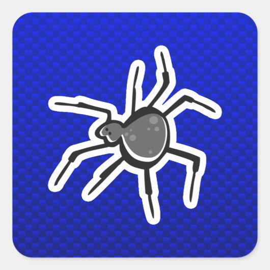Niedliche Spinne; blau Quadratischer Aufkleber (Vorderseite)